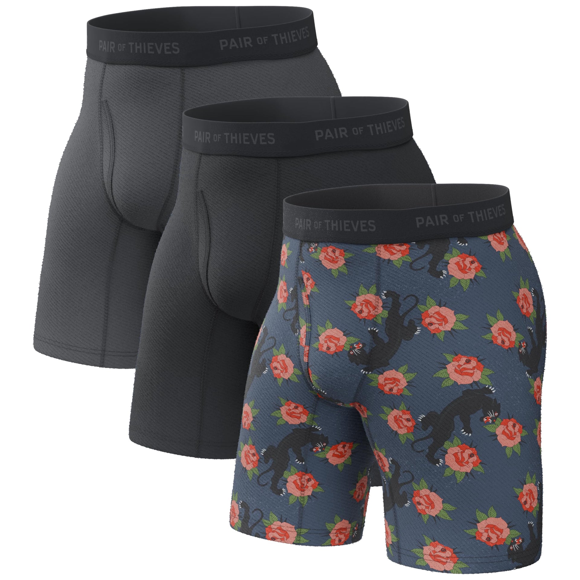 Pair of Thieves Men’s Long Boxer Briefs – Soft, Breathable, Quick Dry Underwear with 4-Way Stretch – Multi-Pack