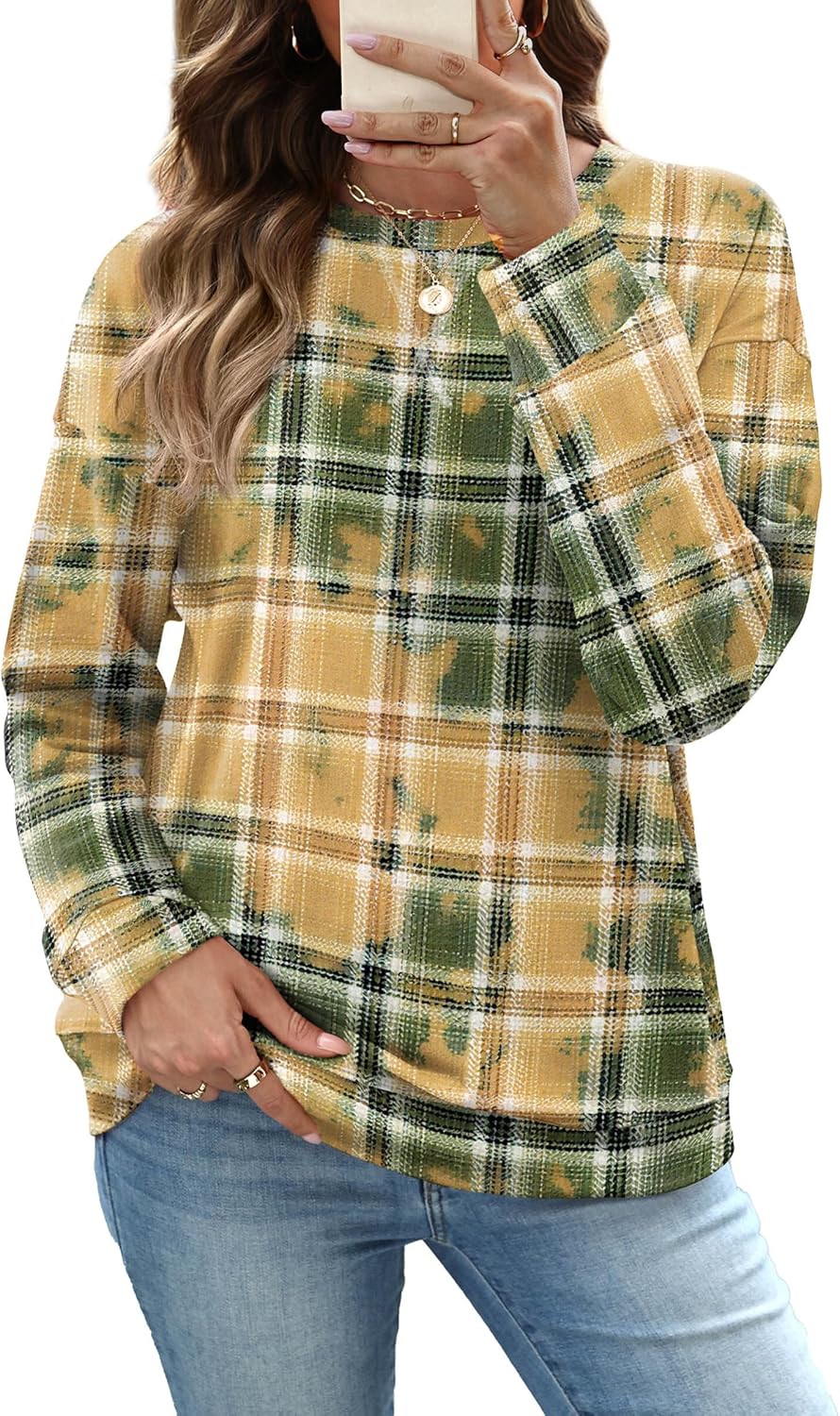 RUMIA Women's Crew Neck Sweatshirt Loose Pullover Long Sleeve Shirts Soft Tops for Women Fall Clothes 2025-23