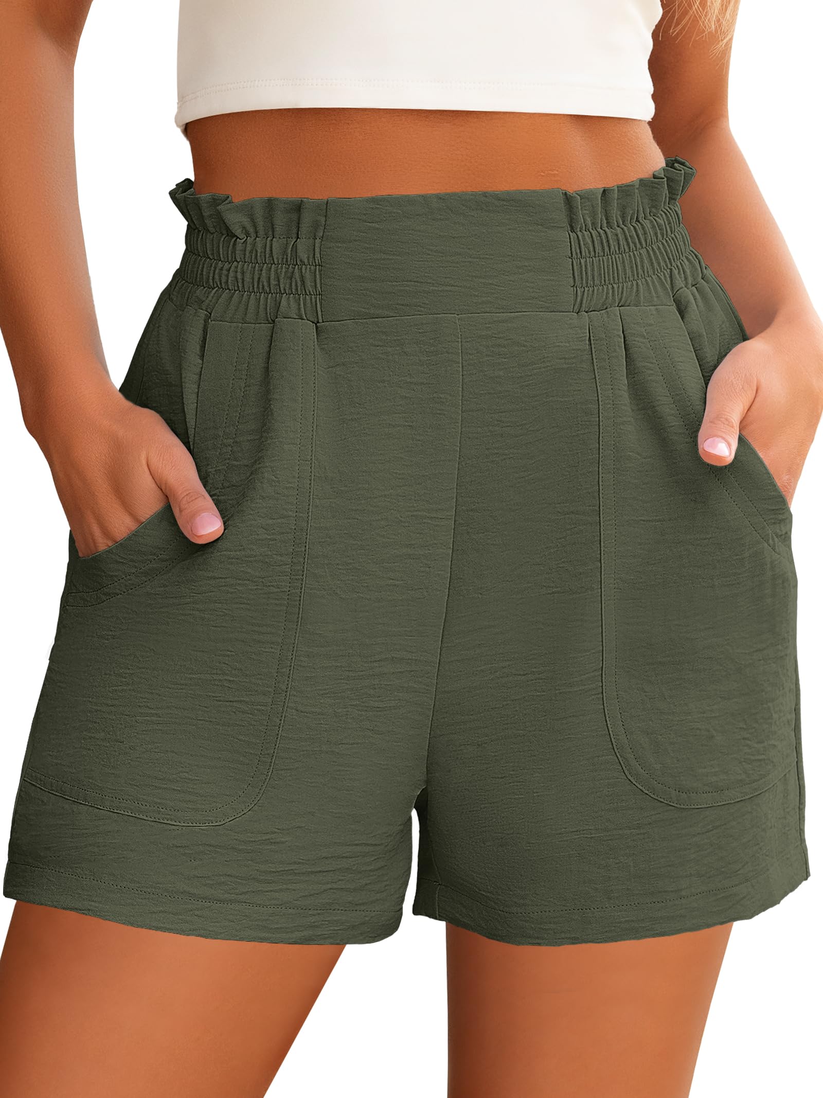 ANRABESS Shorts for Women Summer Casual Elastic High Waisted Wide Leg Cute Dressy Beach Shorts 2026 Vacation Beach Clothes