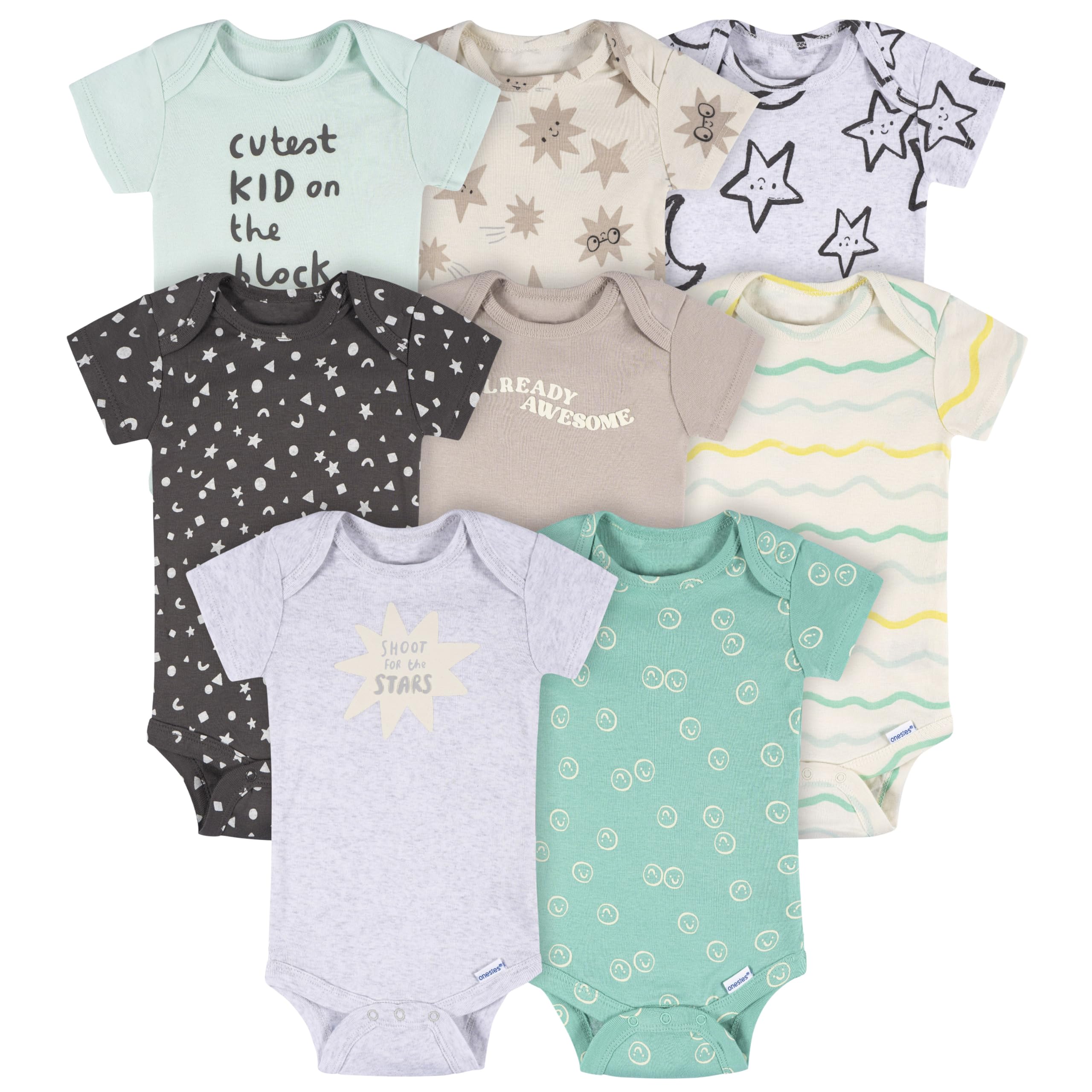 Onesies Brand unisex-baby 8-pack Short Sleeve Mix & Match Bodysuits