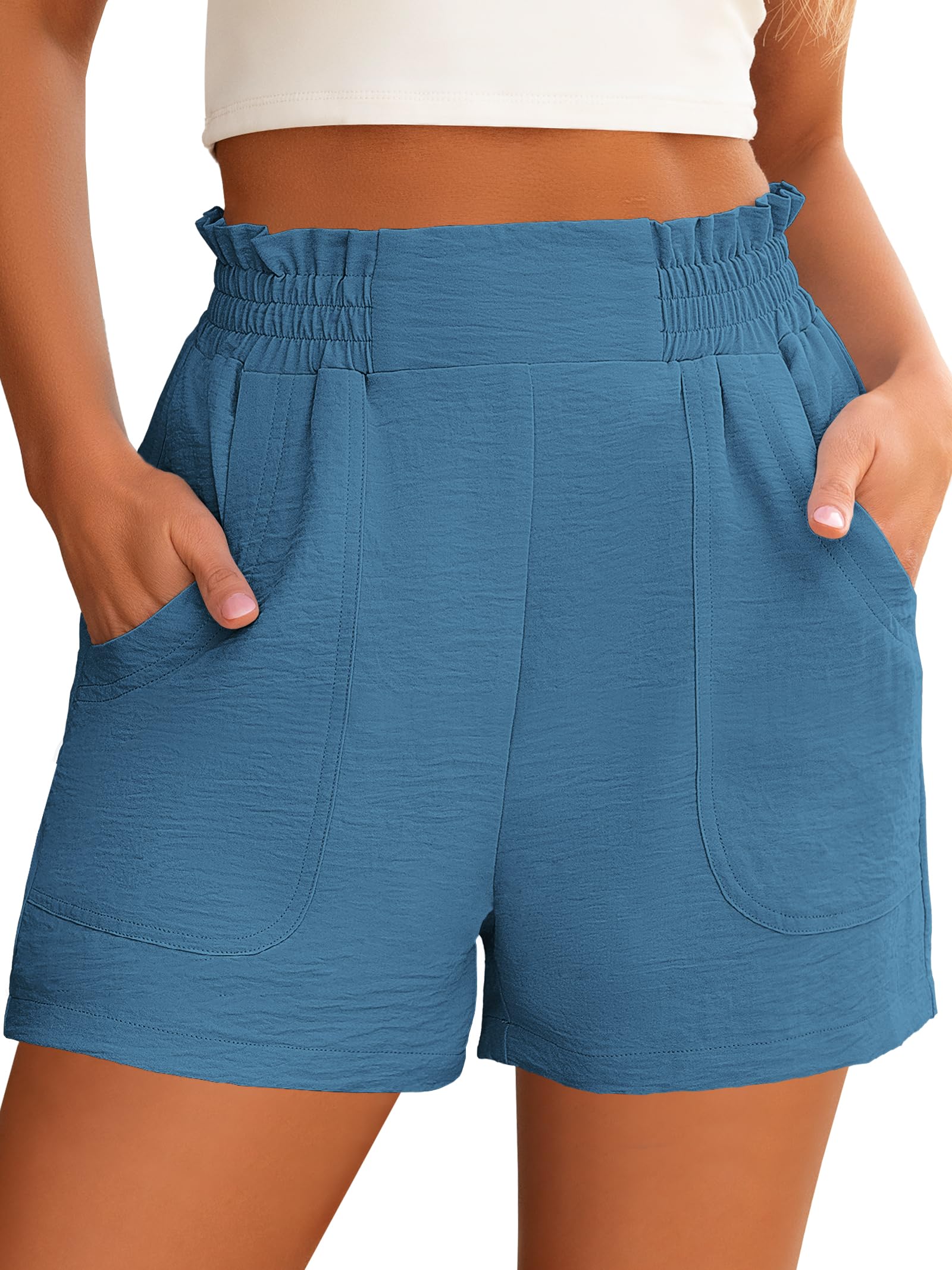 ANRABESS Shorts for Women Summer Casual Elastic High Waisted Wide Leg Cute Dressy Beach Shorts 2026 Vacation Beach Clothes