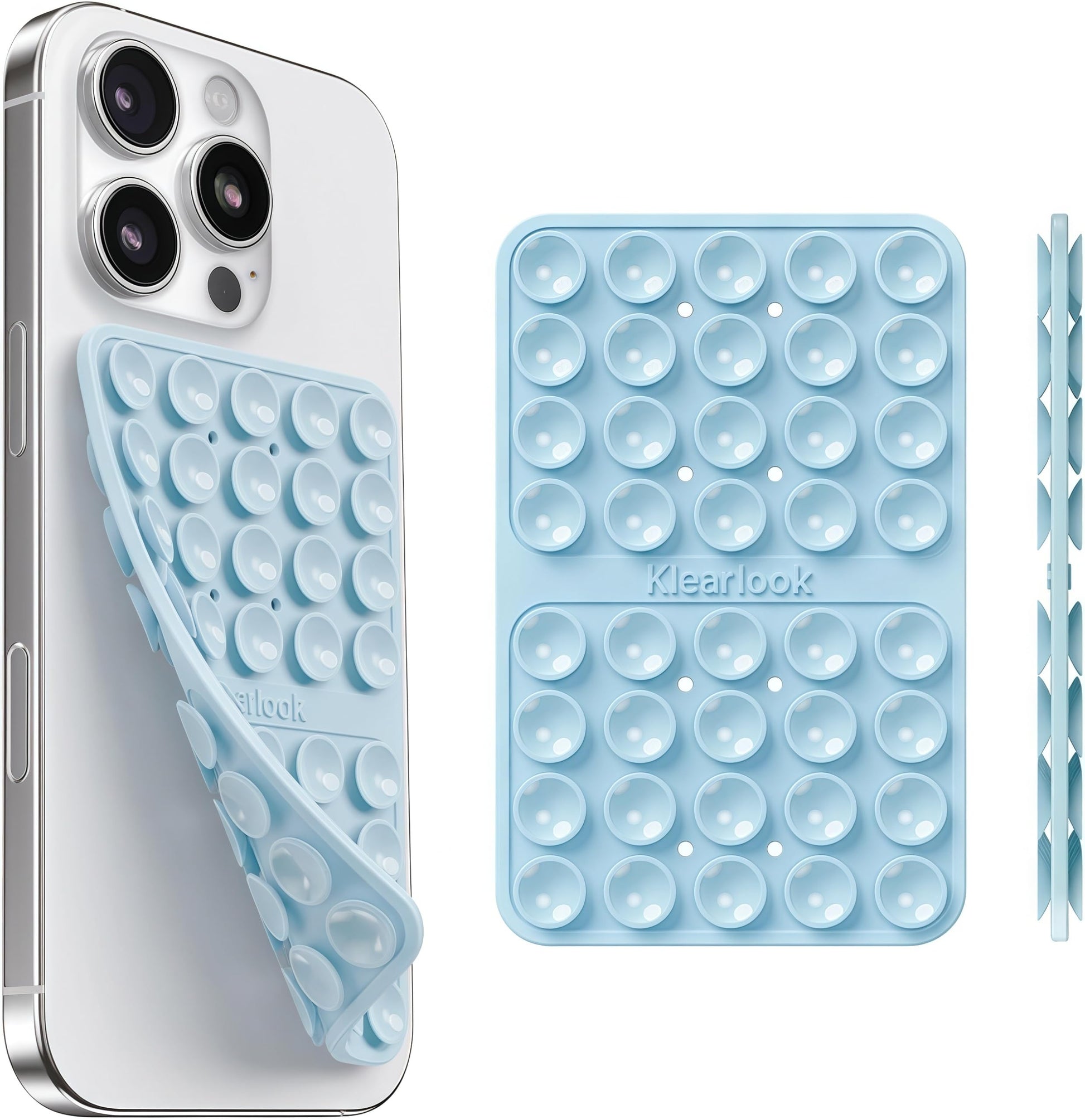 Klearlook Silicone Suction Cup Phone Case Mount Double Sided, Sticky Phone Grip with Higher Suction Power for Cell Phone, Hands-Free Phone Accessories Holder for Selfies and Videos, Transparent