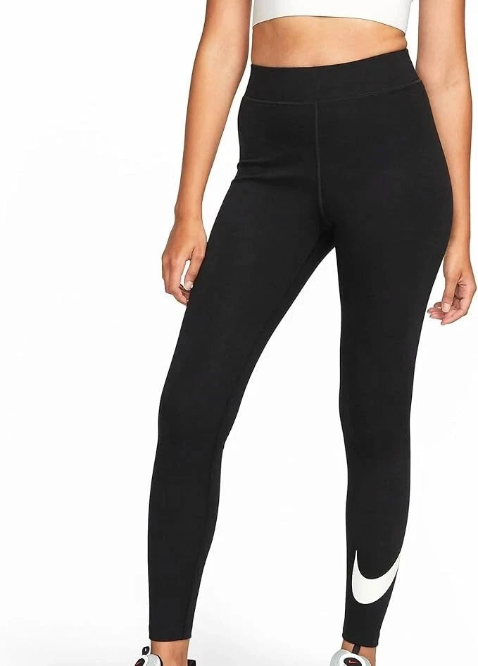 NEW Nike Women's Sportswear Classics Black Swoosh Leggins Size Small