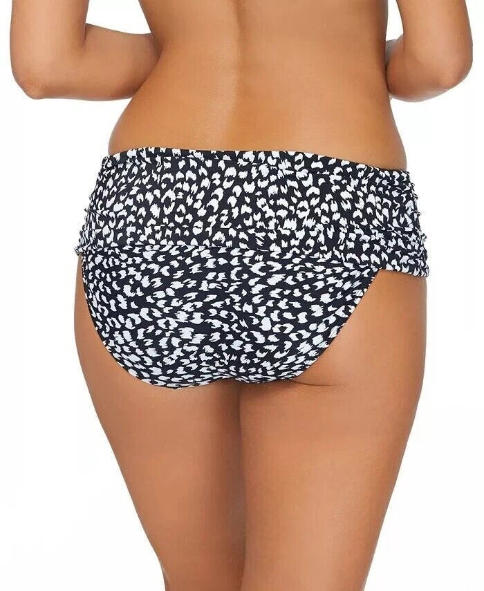 Island Escape Womens Printed High Waist Swim Bottom BLACK 16-3