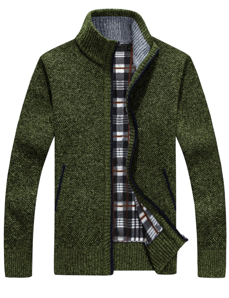 Yeokou Men's Casual Slim Full Zip Thick Knitted Cardigan Sweaters with Pockets-33