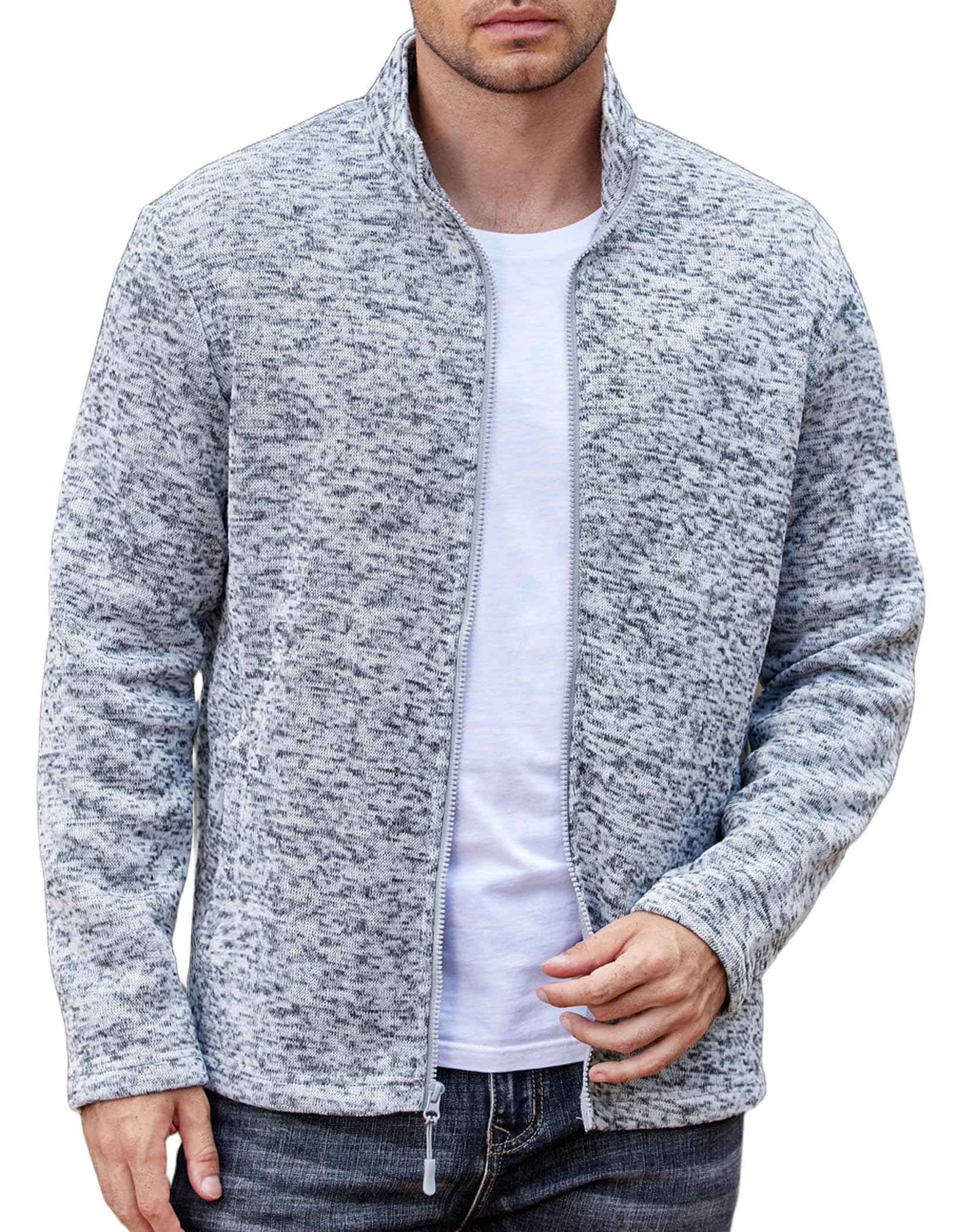 COOFANDY Mens Fleece Jacket Zip Up Lightweight Sweater Jackets Casual Warm with Pockets for Home Office Hiking-5