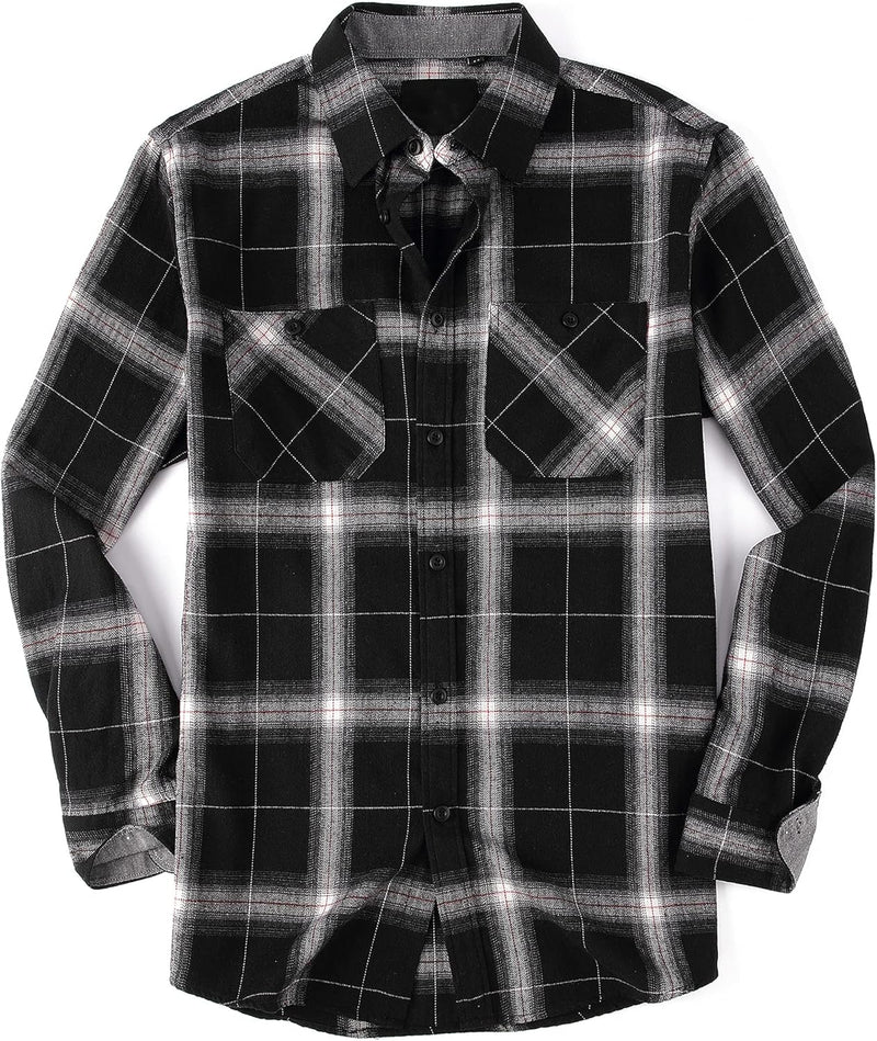 Esabel.C Mens Flannel Shirt Regular Fit Long Sleeve,Casual Button Down Plaid Flannel Shirt for Men-78