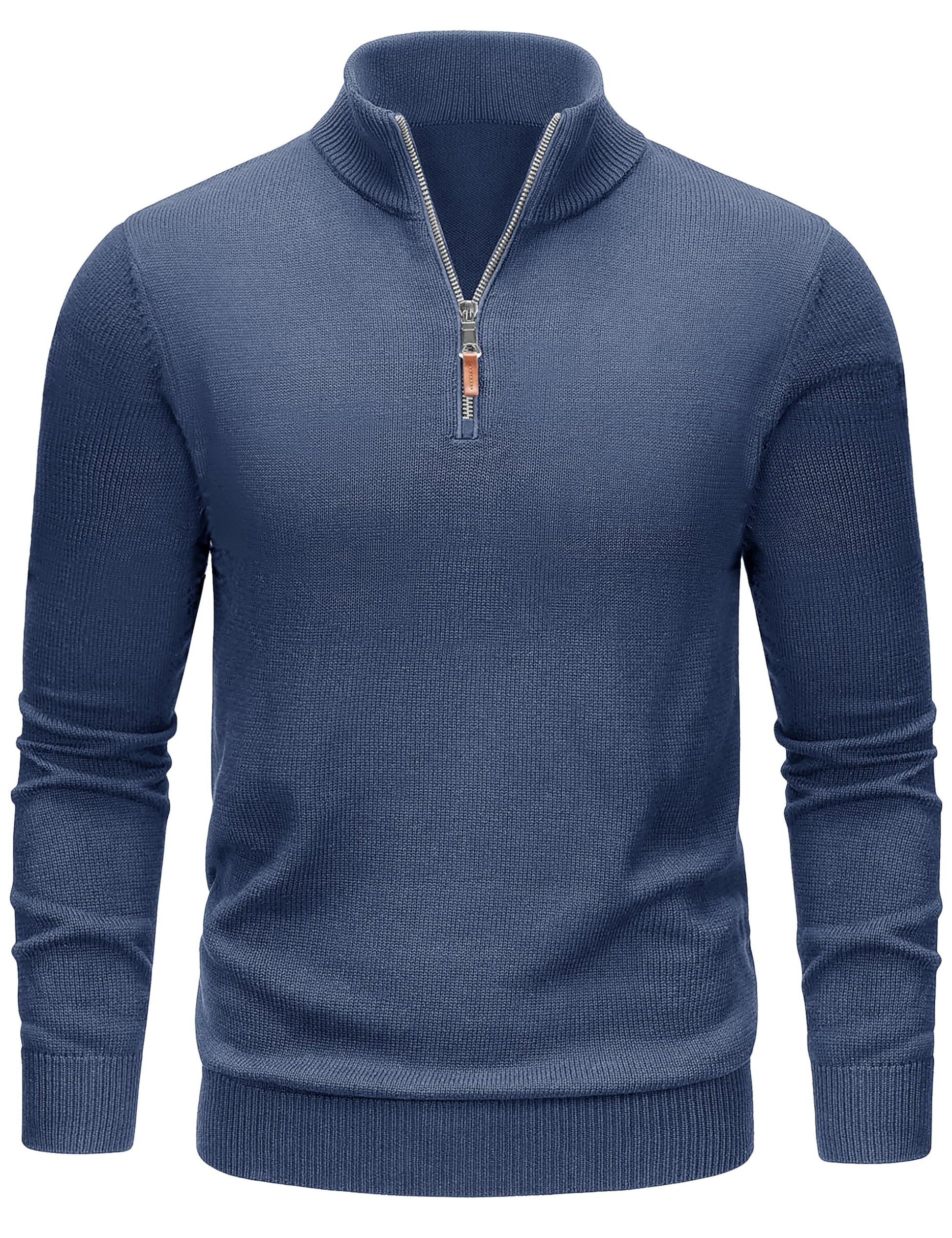 TACVASEN Men's 1/4 Zip Sweaters Cotton Casual Pullover Sweaters Knit Fall Winter Sweatshirts-15