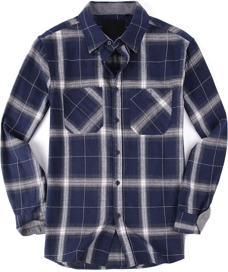 Esabel.C Mens Flannel Shirt Regular Fit Long Sleeve,Casual Button Down Plaid Flannel Shirt for Men-91