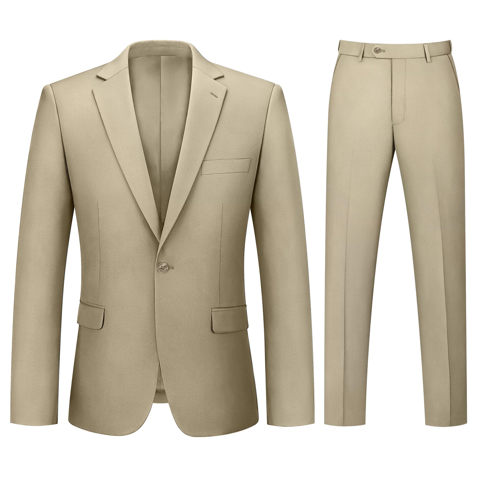 Mens Suit 2 Piece Suits for Men One Button Slim Fit Solid Jacket & Pants Tuxedo Set Business Wedding Party-18