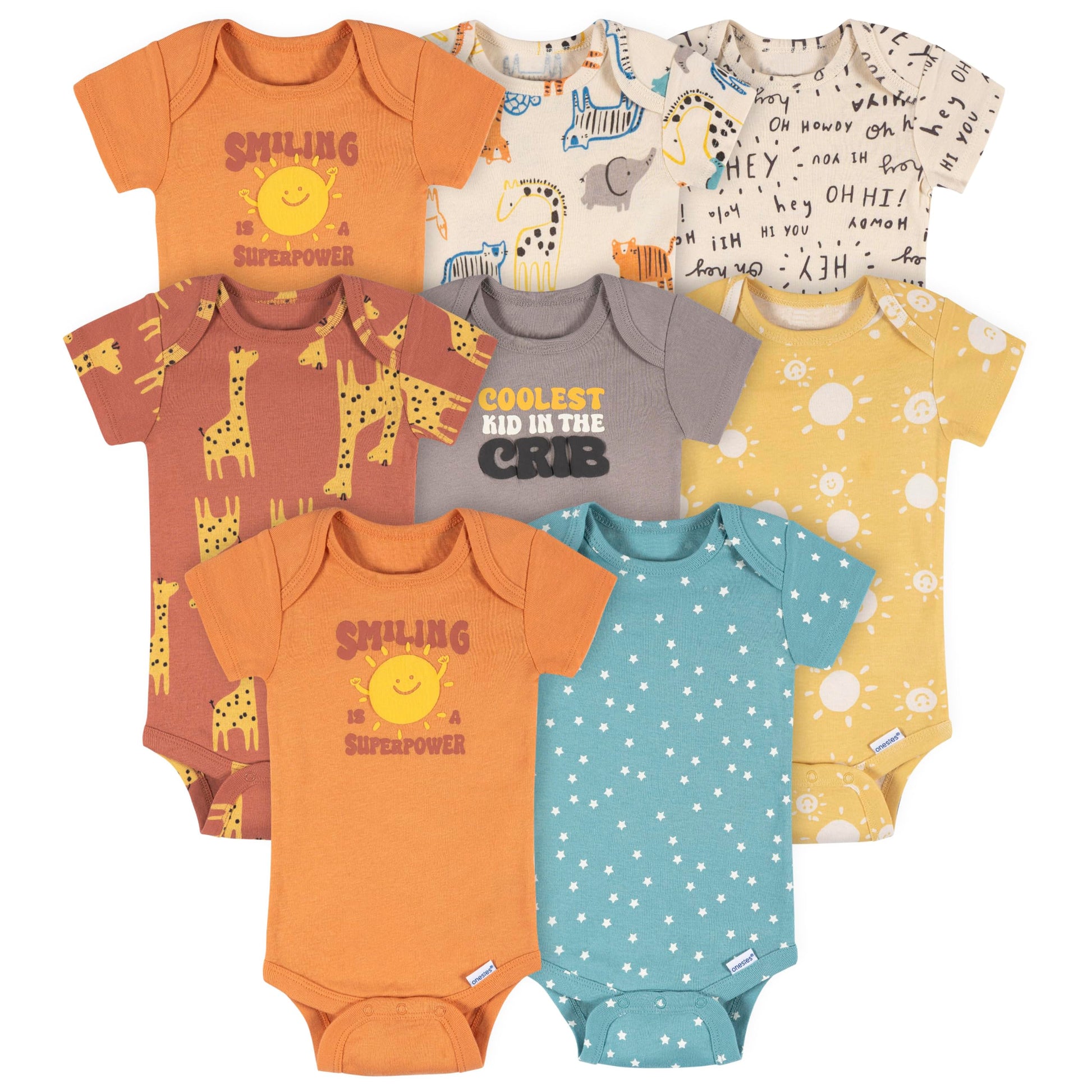 Onesies Brand unisex-baby 8-pack Short Sleeve Mix & Match Bodysuits