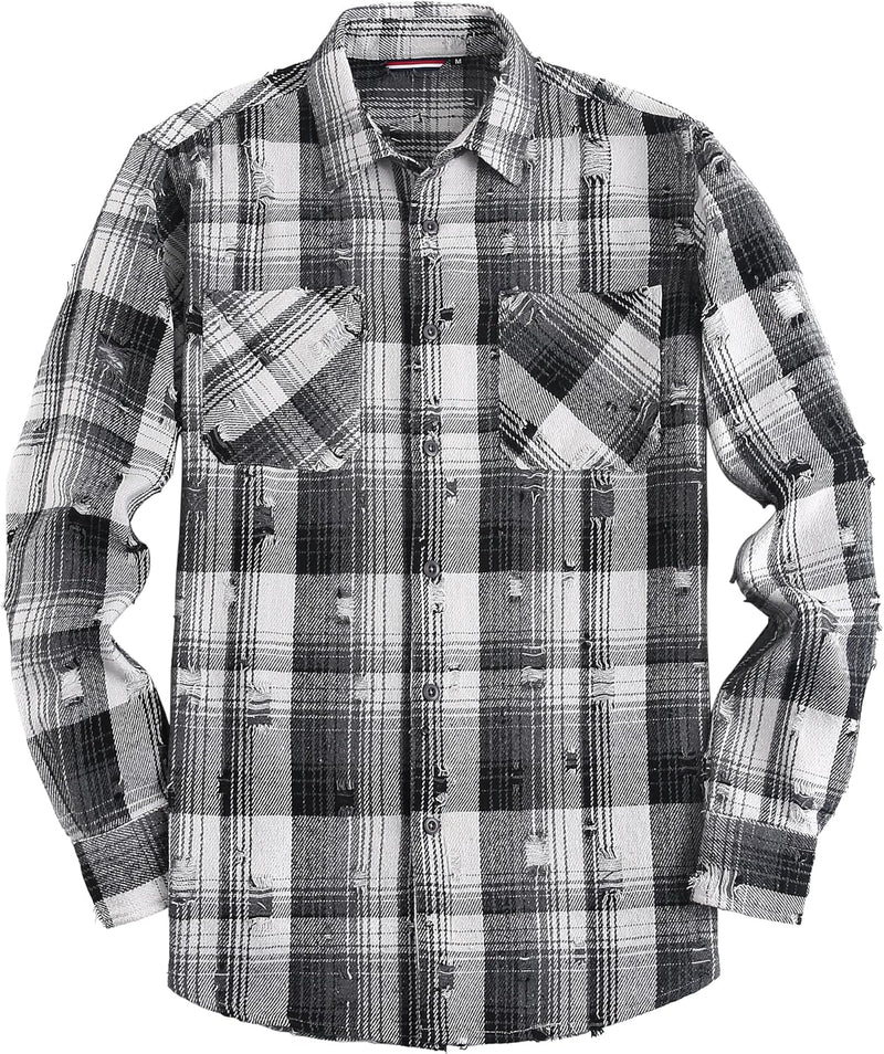 Esabel.C Mens Flannel Shirt Regular Fit Long Sleeve,Casual Button Down Plaid Flannel Shirt for Men-11