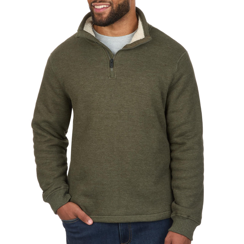 The American Outdoorsman Sherpa Lined Waffle Quarter Zip Mock Neck Long Sleeve Pullover for Men - Ideal for Outdoor Adventure-16