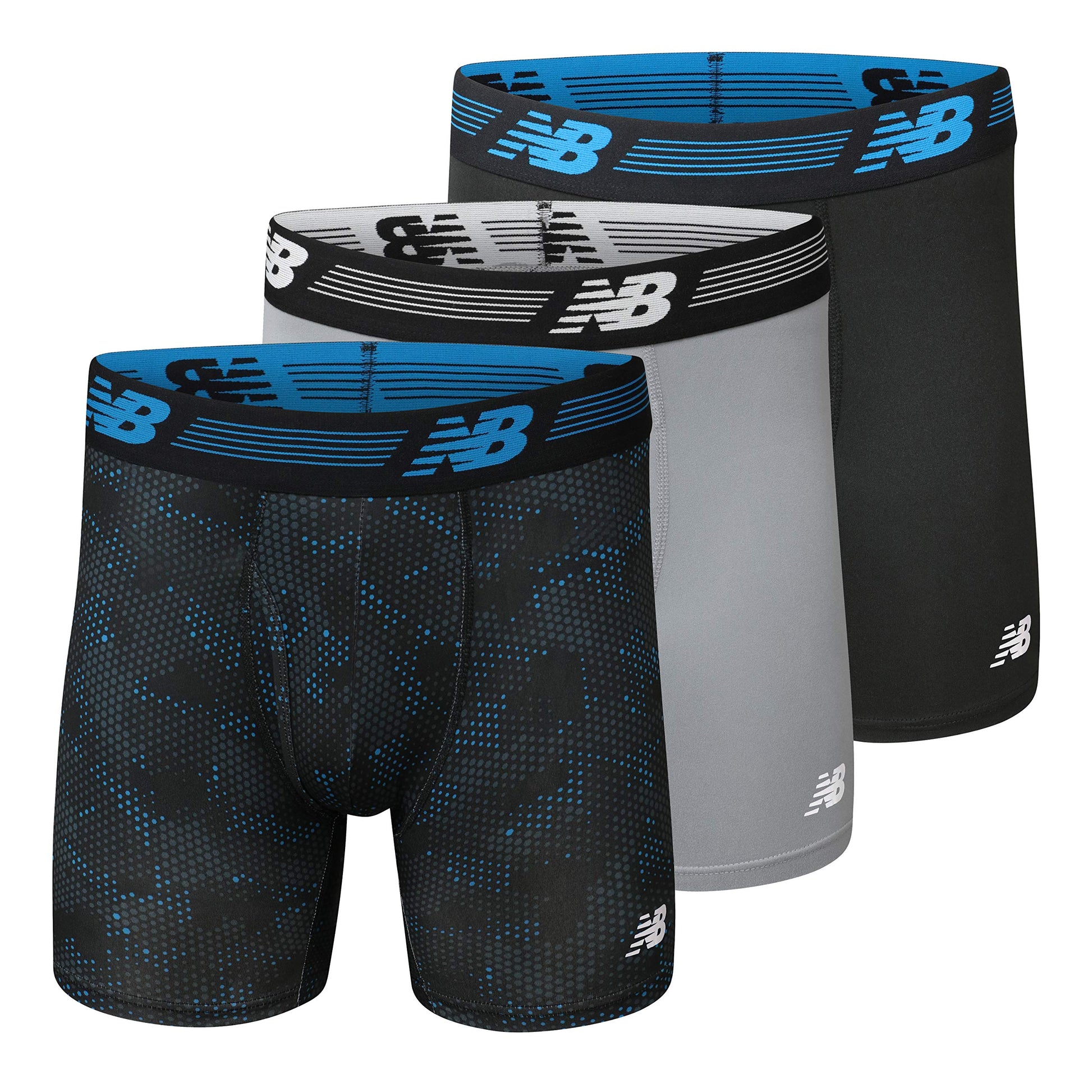 New Balance Men's Performance Boxer Briefs with Fly, Breathable Stretch Underwear, Moisture Wicking, Soft Waistband (3 Pack)-92