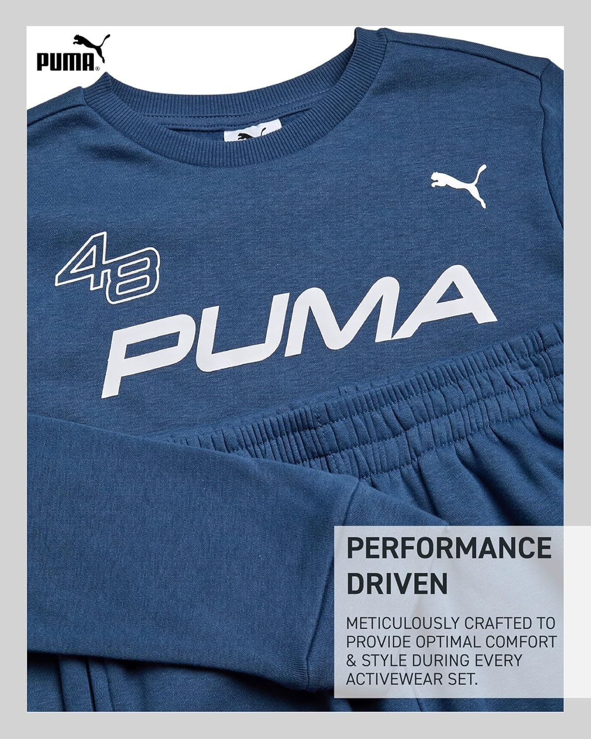 PUMA Boys Sweatpants Set - 2 Piece Soft Fleece Crewneck Pullover Boys Sweatshirts and Jogger Pants Kids Activewear Set (8-16)