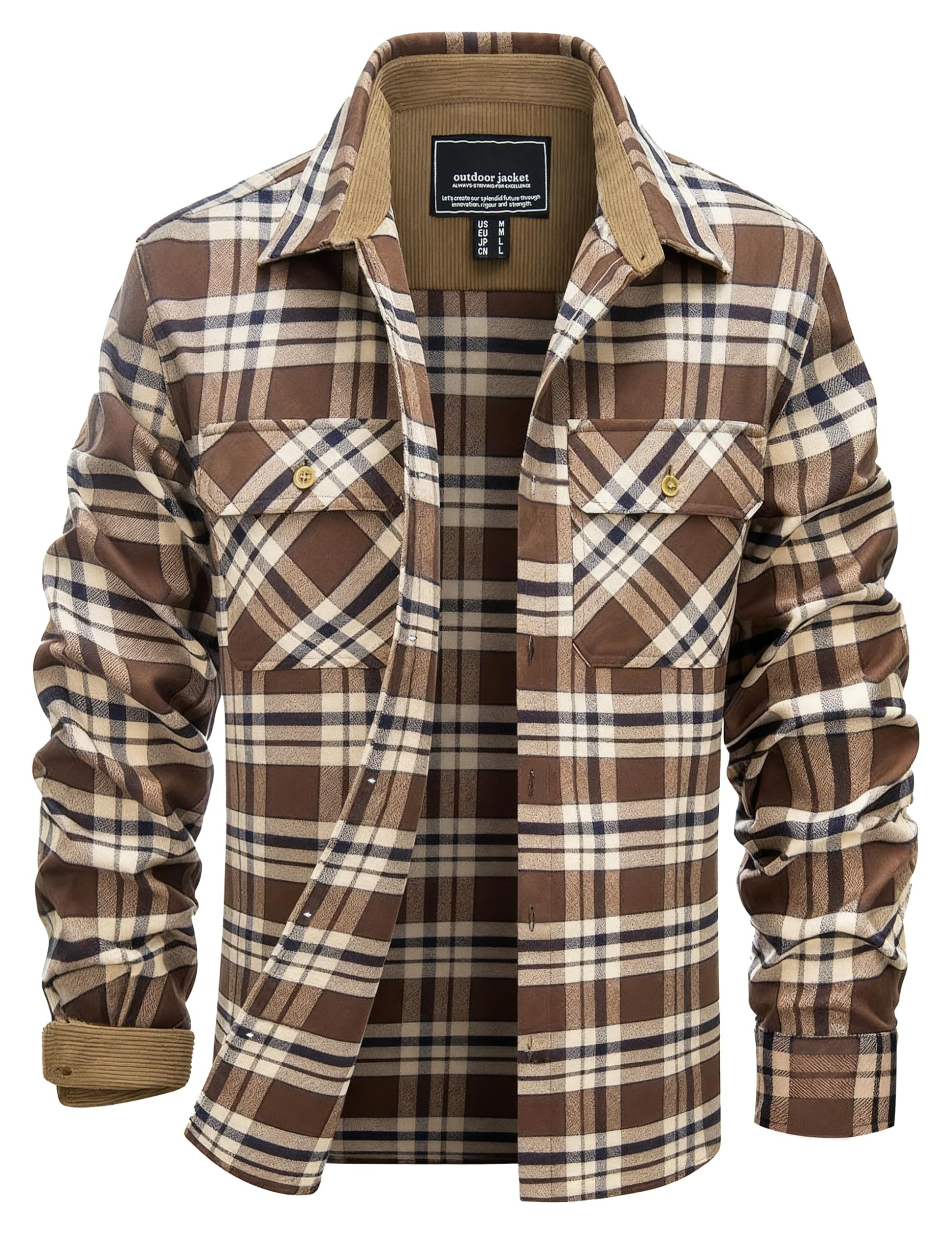 EKLENTSON Men's Flannel Shirts Lightweight Cotton Button Down Long Sleeve Shirt Casual Plaid Pocket Shirts Outdoor Work-8