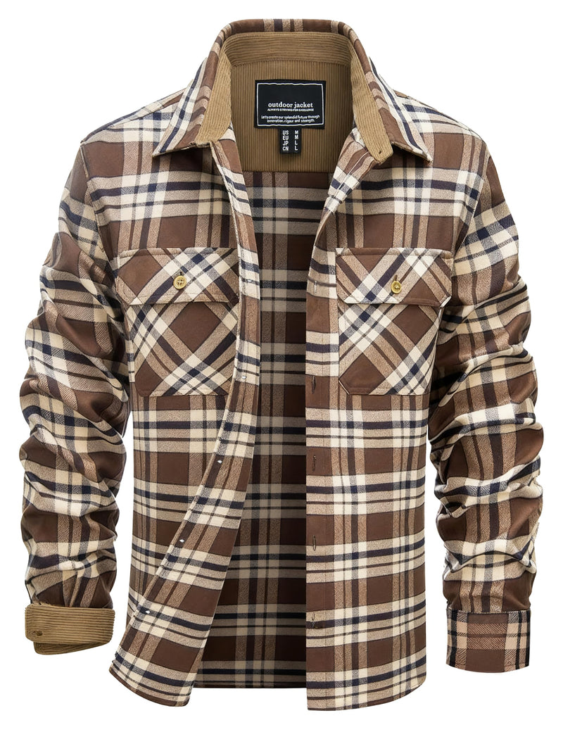 EKLENTSON Men's Flannel Shirts Lightweight Cotton Button Down Long Sleeve Shirt Casual Plaid Pocket Shirts Outdoor Work-9