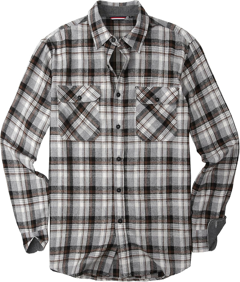 Esabel.C Mens Flannel Shirt Regular Fit Long Sleeve,Casual Button Down Plaid Flannel Shirt for Men-85