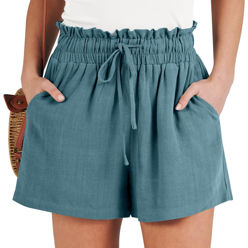 ANRABESS Linen Shorts for Women Summer Casual Wide Leg Loose High Waist Drawstring Dressy Shorts 2026 Beach Vacation Clothes