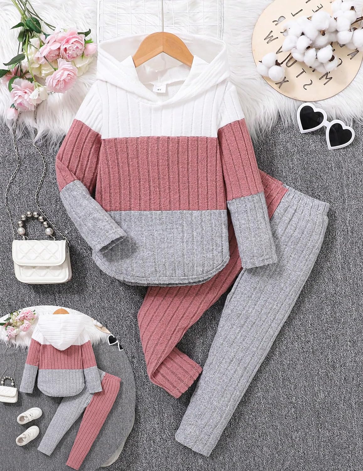 Girls Clothes Fall Girl Outfits 2Pcs Hoodie Pullover Sweatshirt+Pant+Leggings Winter Set for Size 4-8 Years Little Girls