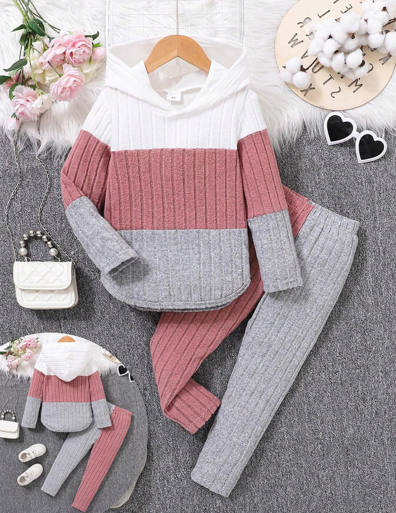 Girls Clothes Fall Girl Outfits 2Pcs Hoodie Pullover Sweatshirt+Pant+Leggings Winter Set for Size 4-8 Years Little Girls