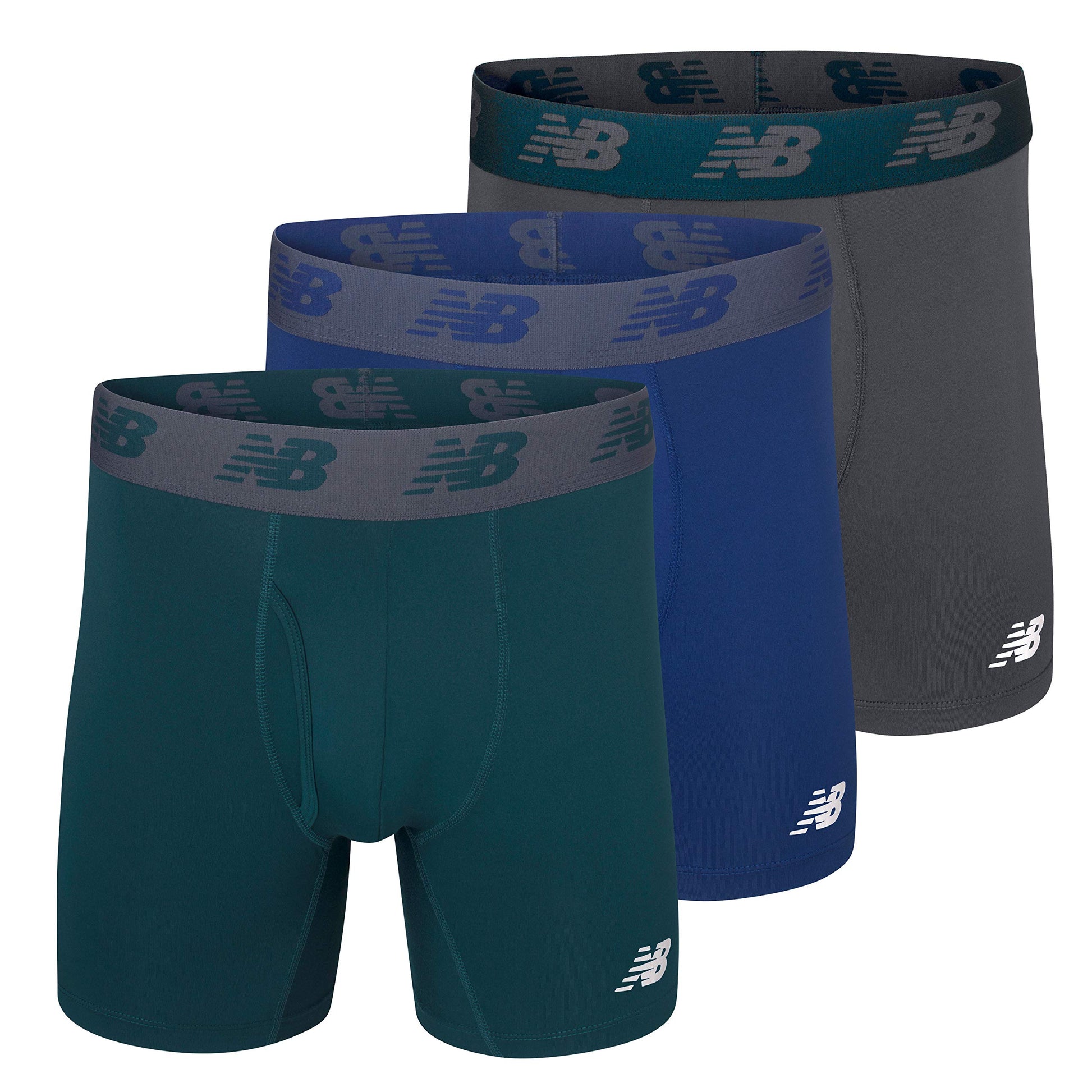New Balance Men's Performance Boxer Briefs with Fly, Breathable Stretch Underwear, Moisture Wicking, Soft Waistband (3 Pack)-62