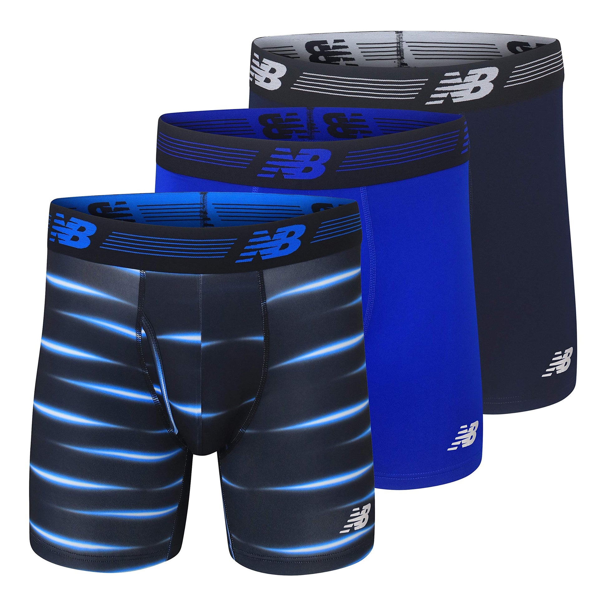New Balance Men's Performance Boxer Briefs with Fly, Breathable Stretch Underwear, Moisture Wicking, Soft Waistband (3 Pack)-86