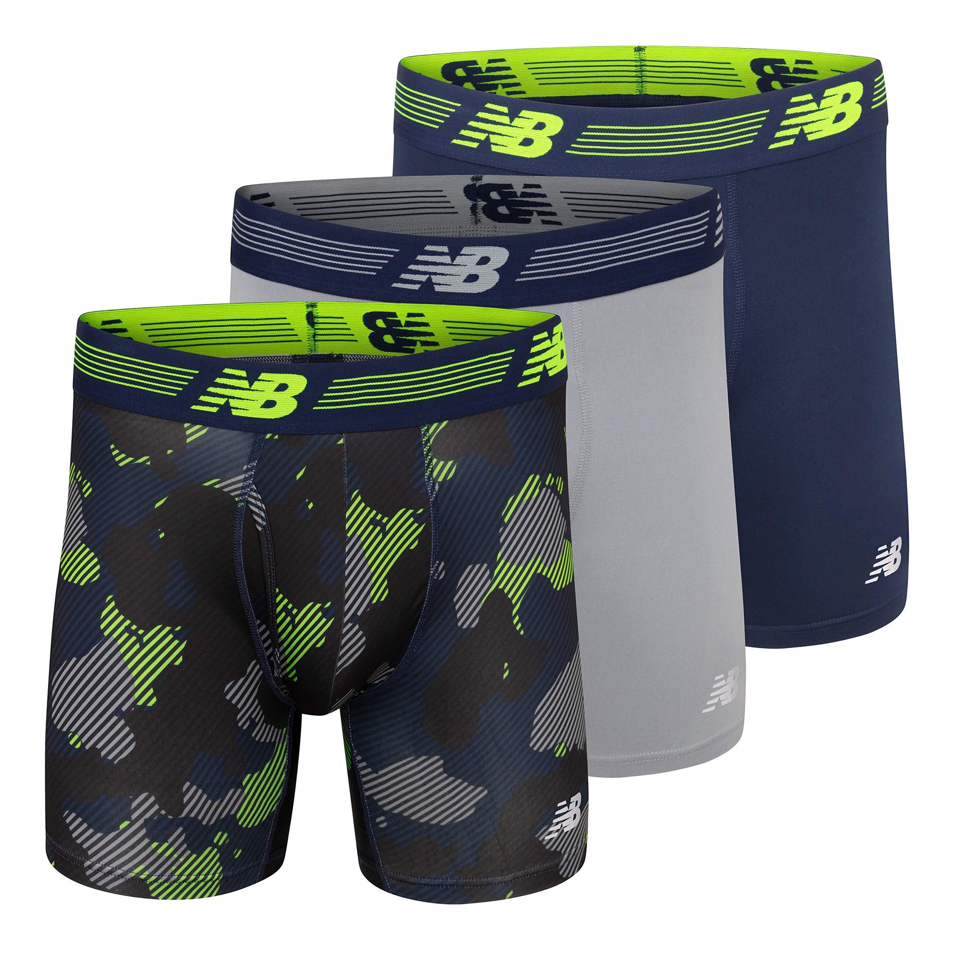 New Balance Men's Performance Boxer Briefs with Fly, Breathable Stretch Underwear, Moisture Wicking, Soft Waistband (3 Pack)-40
