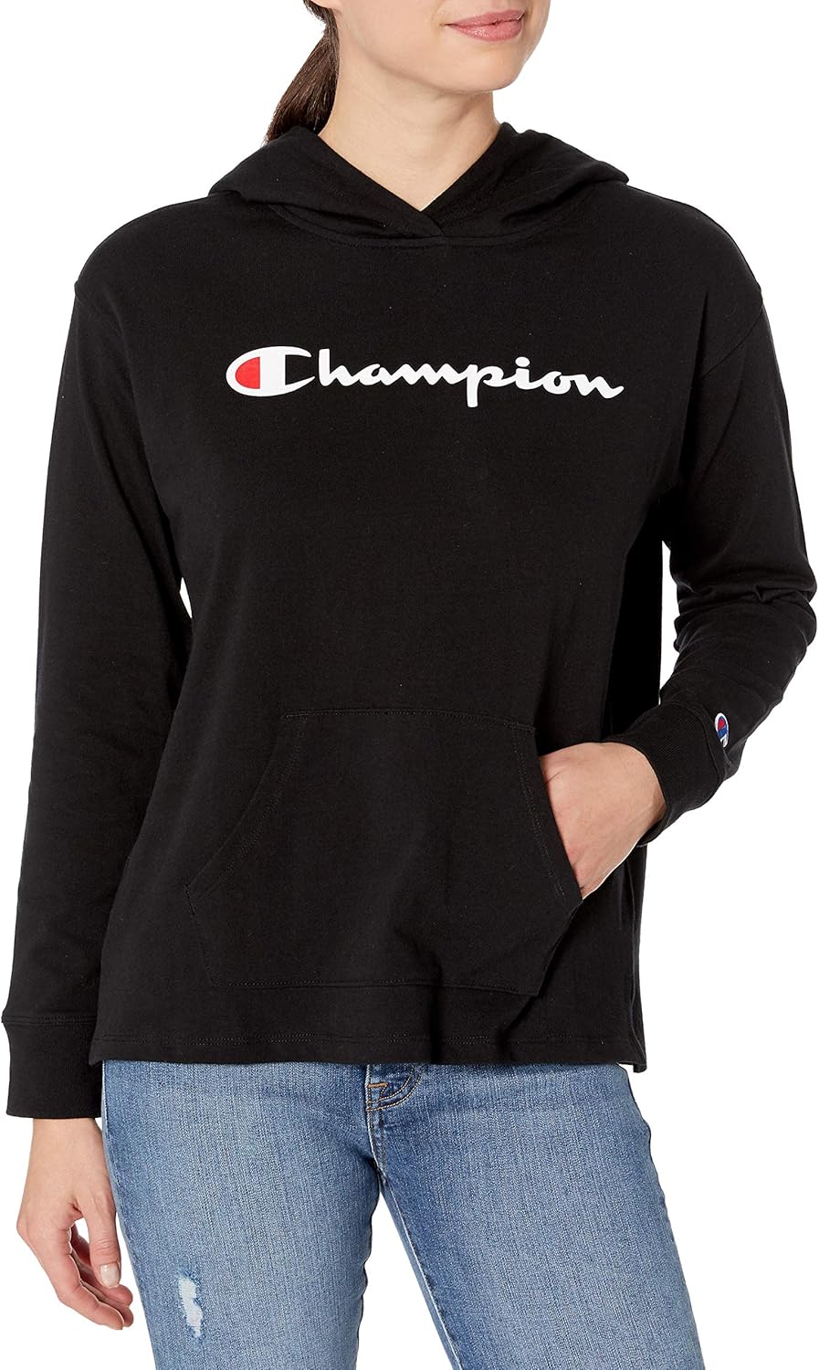 Champion Women’s Pullover Fleece Hoodie, Loose Fit, Midweight, Script Logo-36