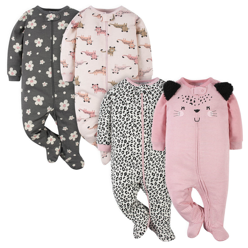 Gerber baby-girls 4 Pack Sleep N' Play Footie