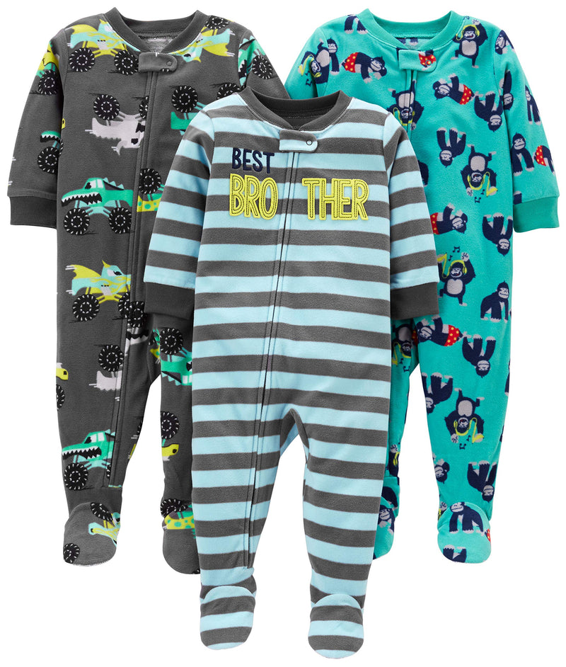Simple Joys by Carter's baby-boys Loose-Fit Flame Resistant Fleece Footed Pajamas-36