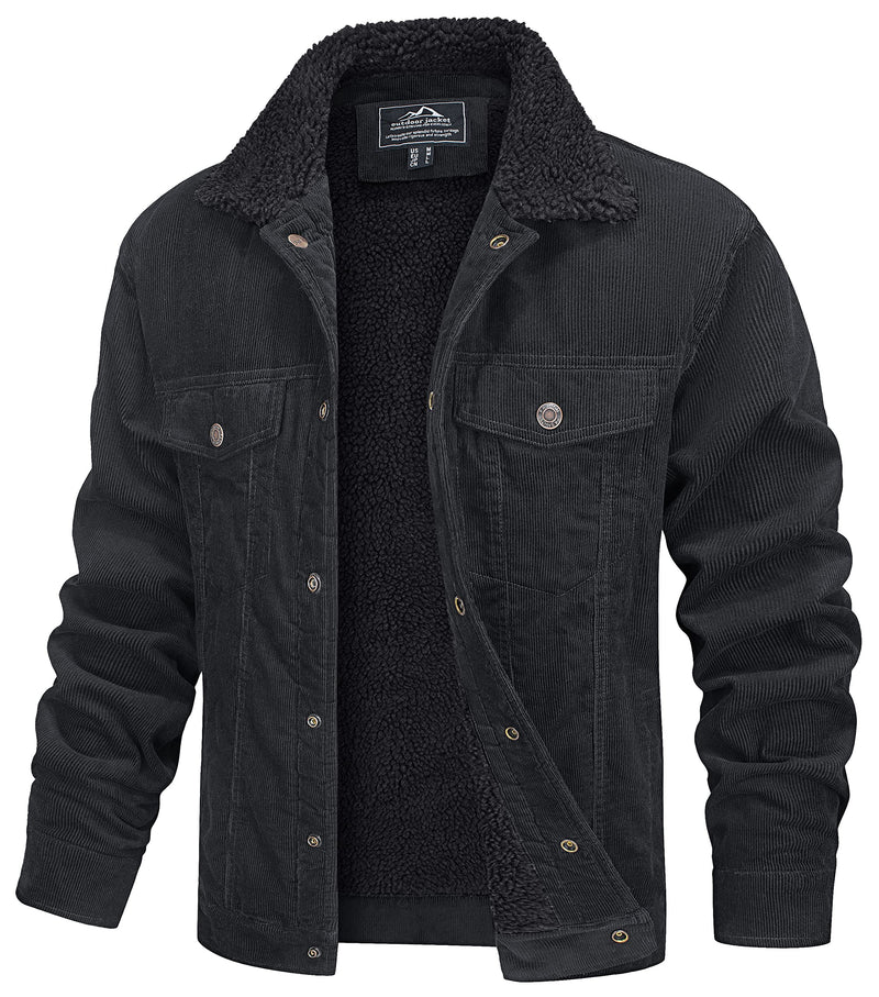 MAGCOMSEN Men's Corduroy Jacket Winter Sherpa Lined Warm Thick Trucker Cargo Coat with 5 Pockets-2