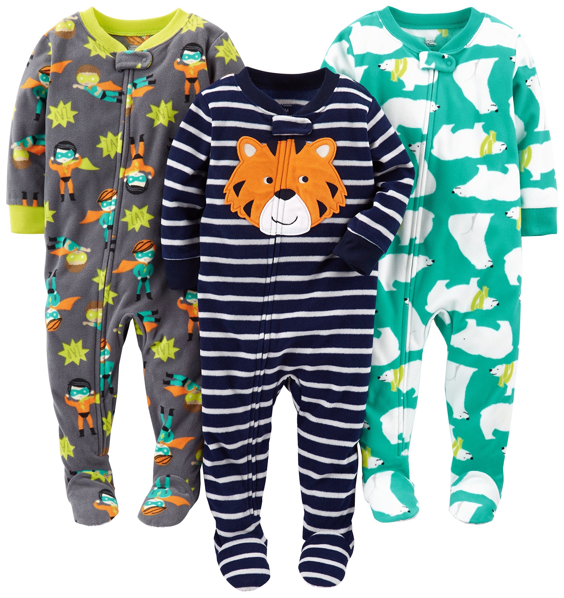 Simple Joys by Carter's baby-boys Loose-Fit Flame Resistant Fleece Footed Pajamas