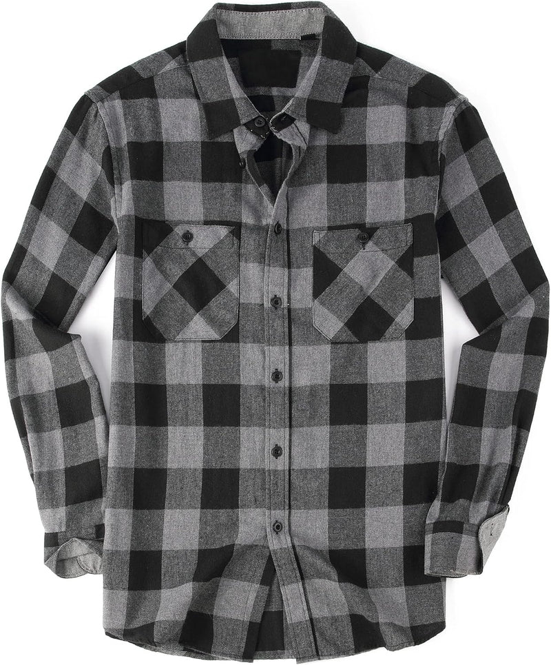 Esabel.C Mens Flannel Shirt Regular Fit Long Sleeve,Casual Button Down Plaid Flannel Shirt for Men-43