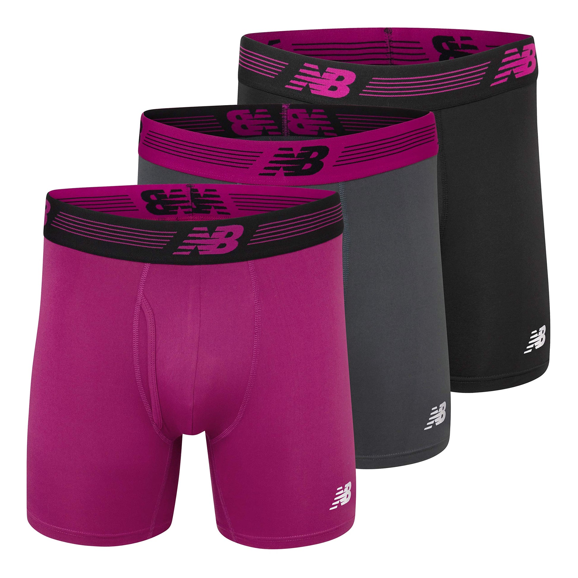 New Balance Men's Performance Boxer Briefs with Fly, Breathable Stretch Underwear, Moisture Wicking, Soft Waistband (3 Pack)-82