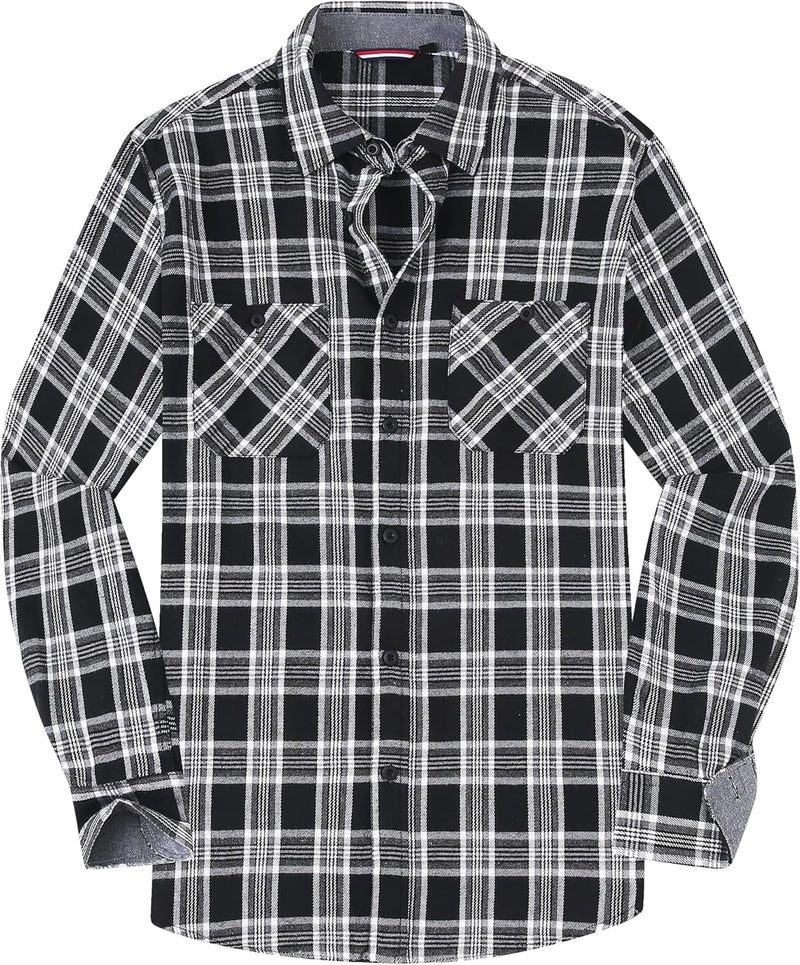 Esabel.C Mens Flannel Shirt Regular Fit Long Sleeve,Casual Button Down Plaid Flannel Shirt for Men-34