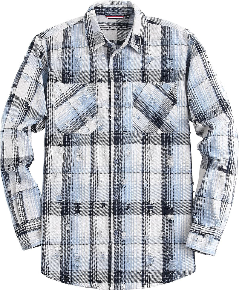 Esabel.C Mens Flannel Shirt Regular Fit Long Sleeve,Casual Button Down Plaid Flannel Shirt for Men-25