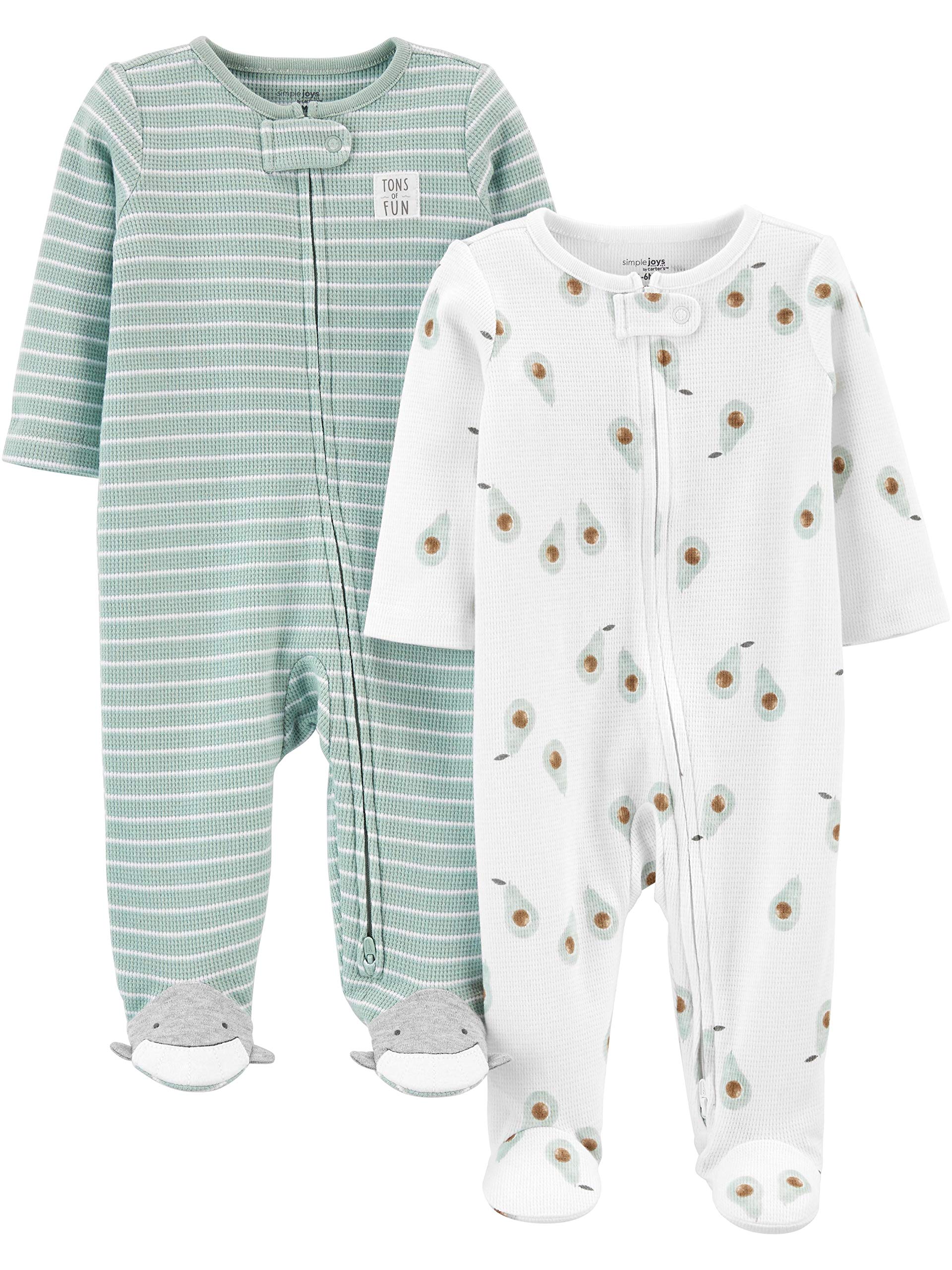Simple Joys by Carter's unisex-baby 2-way Zip Thermal Footed Sleep and Play, Pack of 2-13