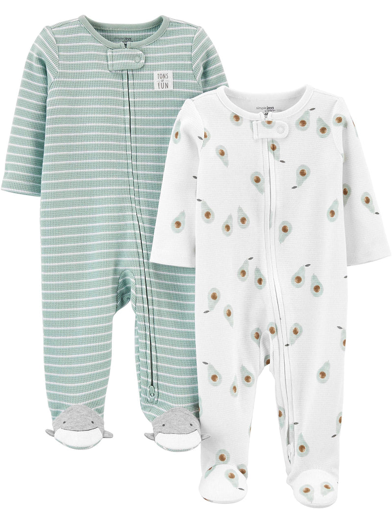 Simple Joys by Carter's unisex-baby 2-way Zip Thermal Footed Sleep and Play, Pack of 2-13