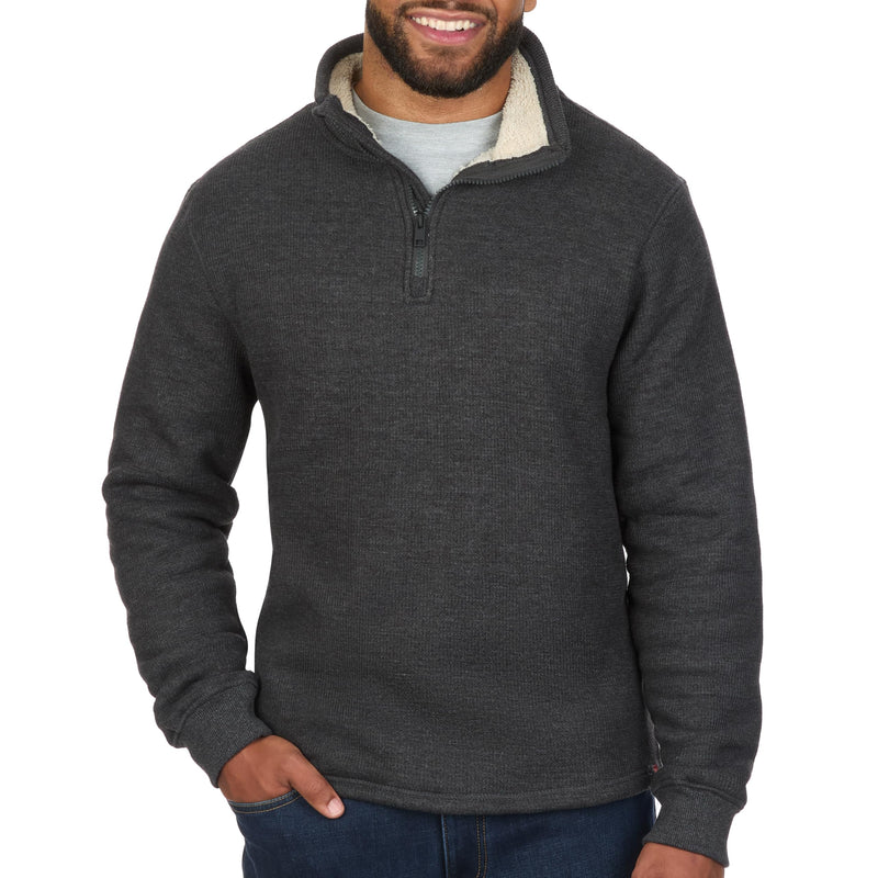 The American Outdoorsman Sherpa Lined Waffle Quarter Zip Mock Neck Long Sleeve Pullover for Men - Ideal for Outdoor Adventure-12