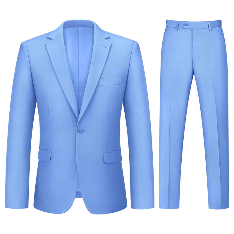 Mens Suit 2 Piece Suits for Men One Button Slim Fit Solid Jacket & Pants Tuxedo Set Business Wedding Party-34