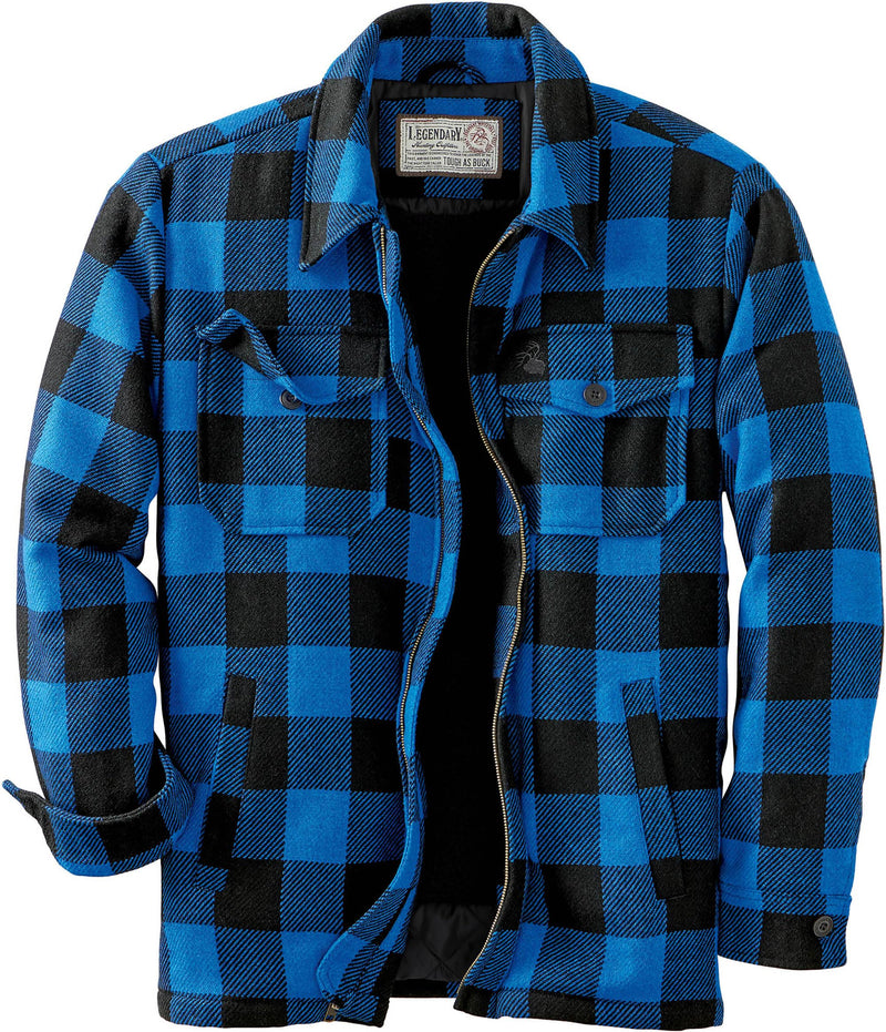 Legendary Whitetails Men's Wool Blend Jacket Quilted Satin Insulated Sleeves Sherpa Lined-35