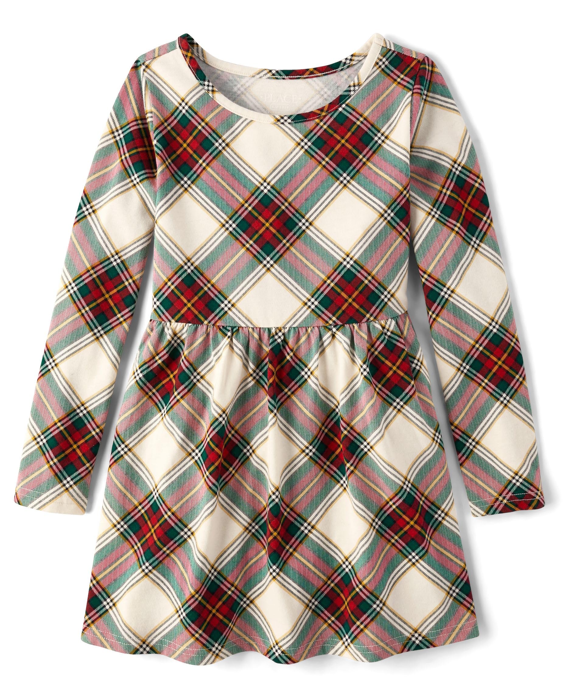 The Children's Place Girls Printed Skater Dress, Long Sleeve