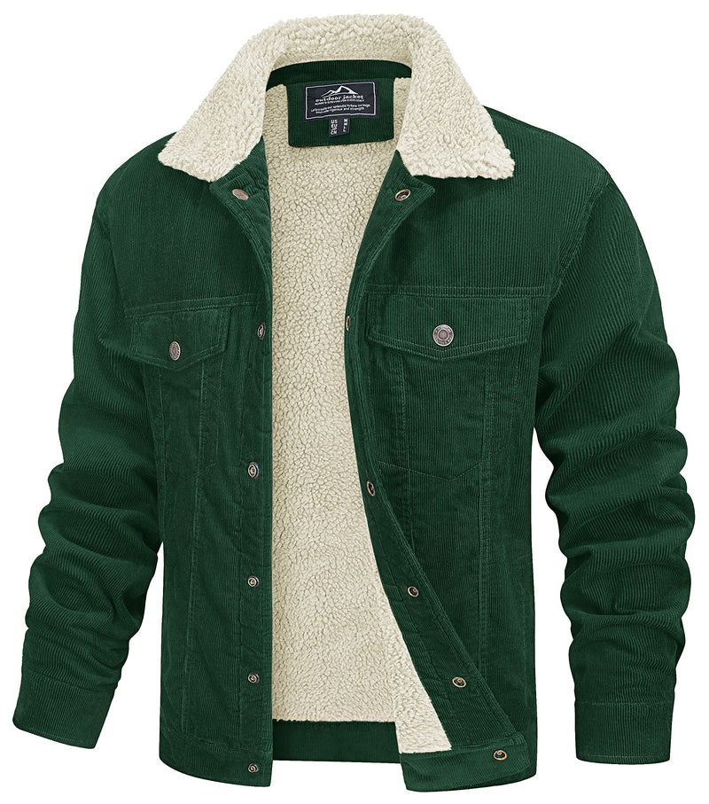 MAGCOMSEN Men's Corduroy Jacket Winter Sherpa Lined Warm Thick Trucker Cargo Coat with 5 Pockets-23