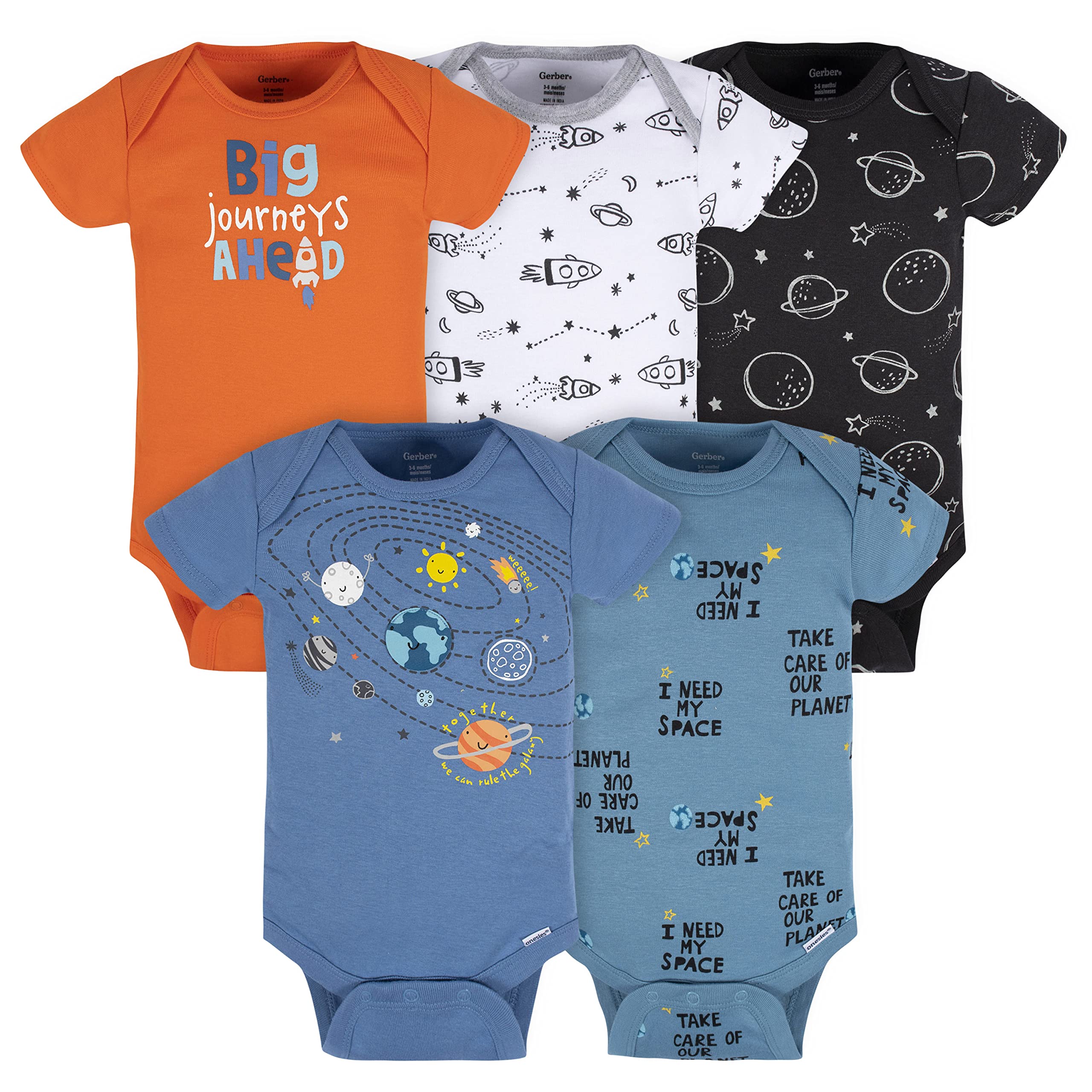 Gerber baby-boys 5-pack Short Sleeve Variety Onesies Bodysuits