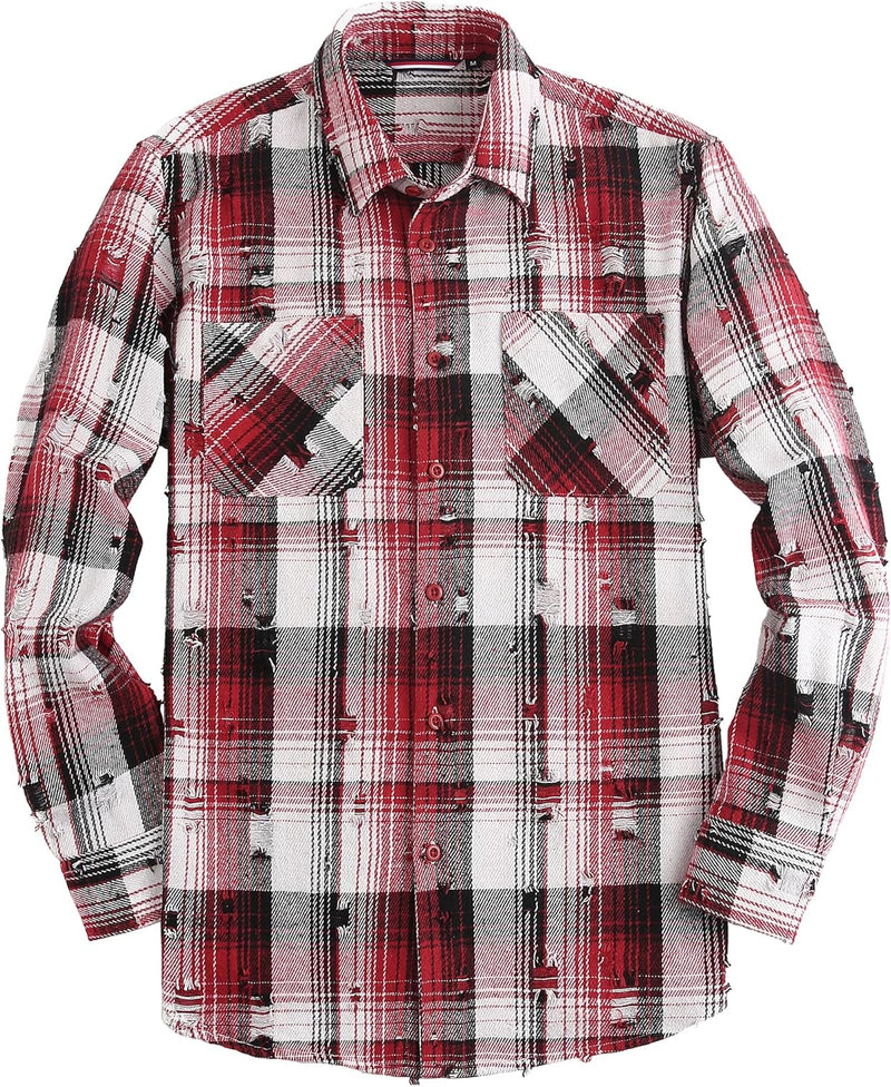 Esabel.C Mens Flannel Shirt Regular Fit Long Sleeve,Casual Button Down Plaid Flannel Shirt for Men-77