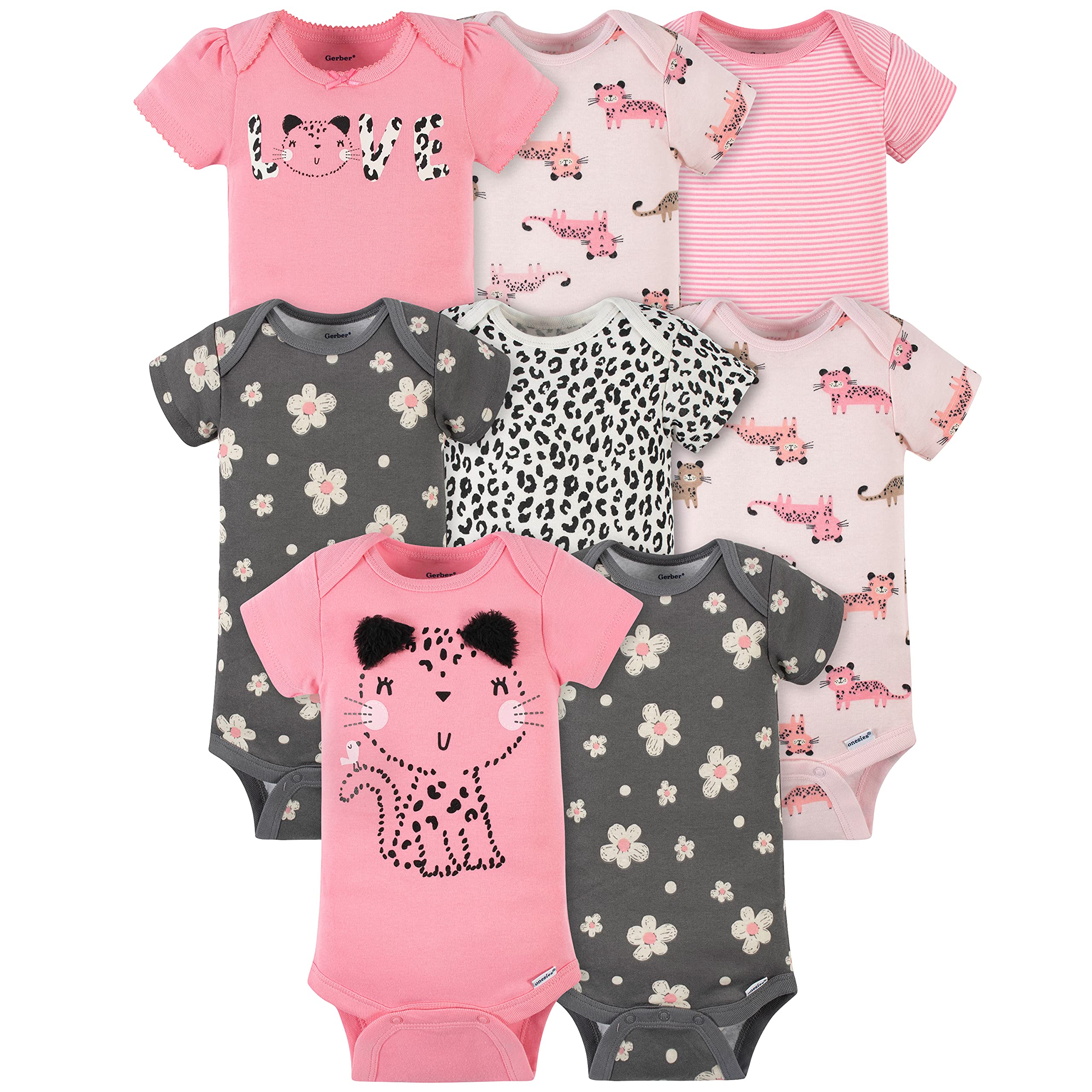 Gerber baby-girls 8-pack Short Sleeve Onesies Bodysuits