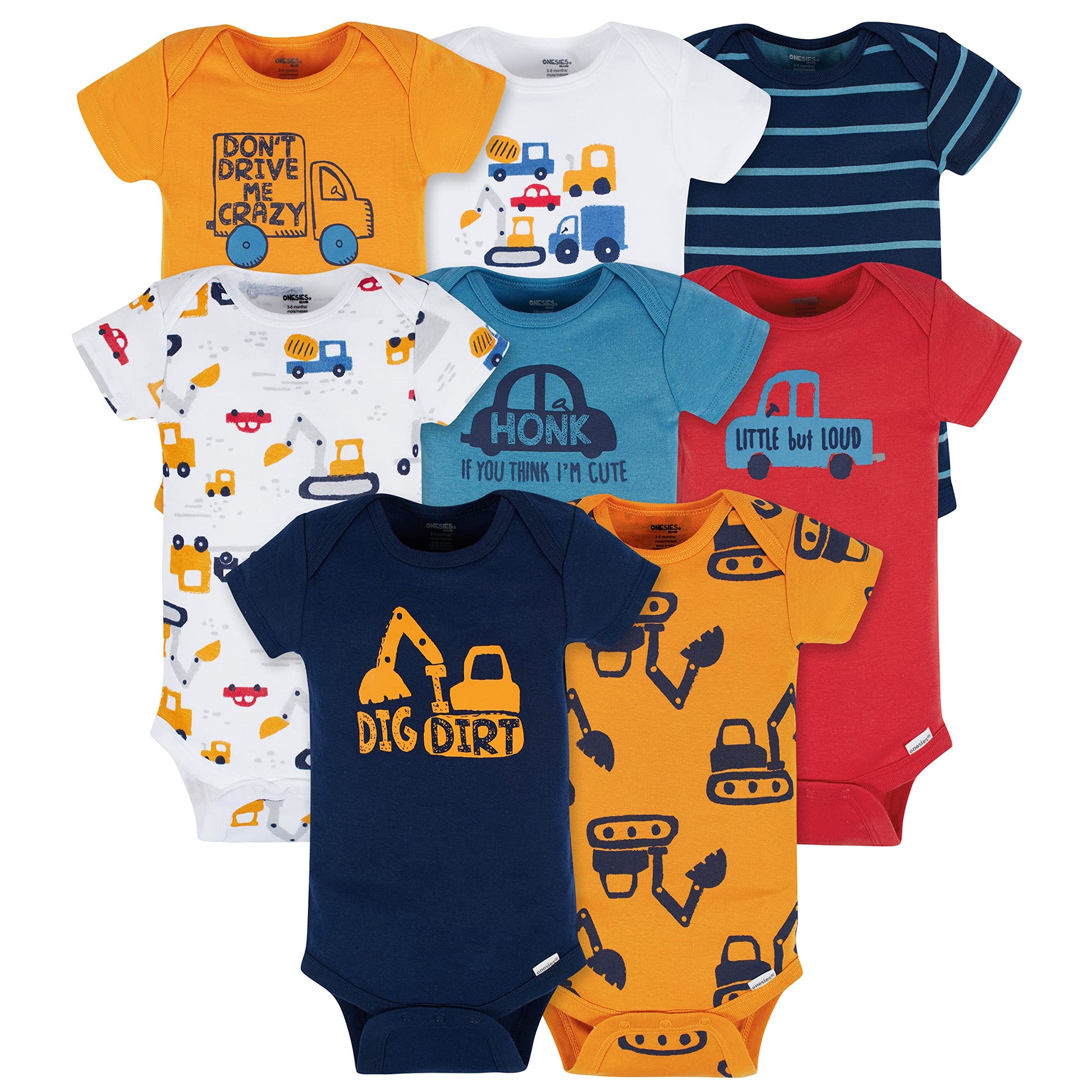 Onesies Brand baby-boys 8-pack Short Sleeve Mix & Match Bodysuits