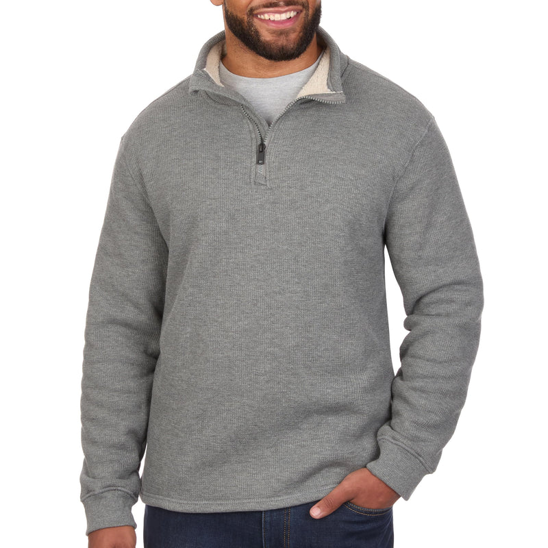The American Outdoorsman Sherpa Lined Waffle Quarter Zip Mock Neck Long Sleeve Pullover for Men - Ideal for Outdoor Adventure-11