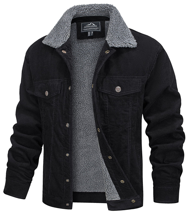 MAGCOMSEN Men's Corduroy Jacket Winter Sherpa Lined Warm Thick Trucker Cargo Coat with 5 Pockets-1